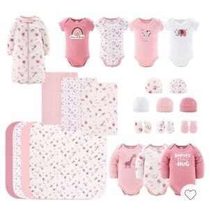 Pink and White Baby Hat Set